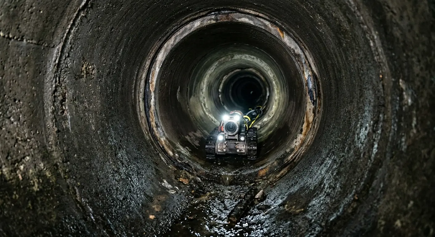 Robotic sewer camera inspecting pipe interior for Sewer Line Repair in Seabrook